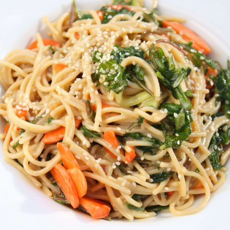 Sweet Miso Noodle Salad with Baby Kale