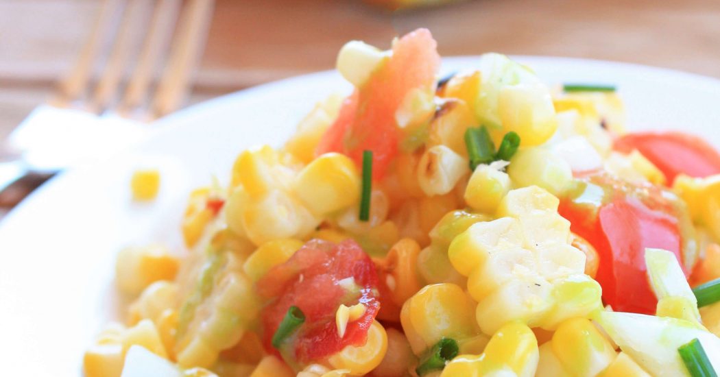 Grilled Corn Salad with Creamy Basil Dressing